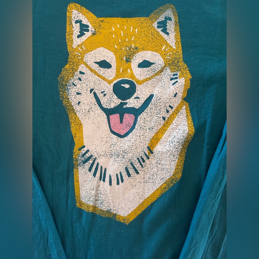 Tea Collection Teal Long Sleeve with Dog Graphic - Picture 3 of 4